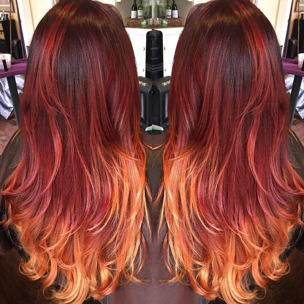 ombre hair red
