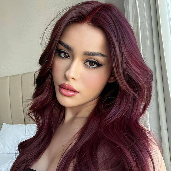 Cabelo Vermelho Escuro Borgonha Marsala