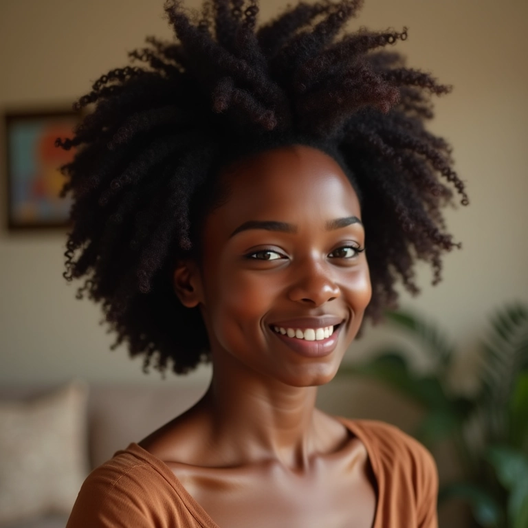 Afro puff no cabelo cacheado, definição e volume perfeitos.