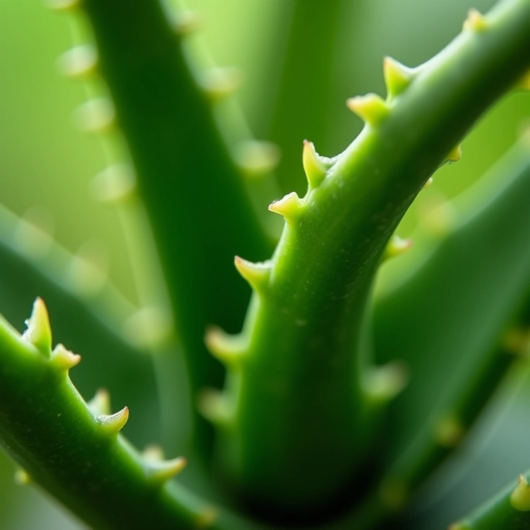 Aplicação de babosa (aloe vera) em cabelos secos, destacando a textura e os benefícios da planta.