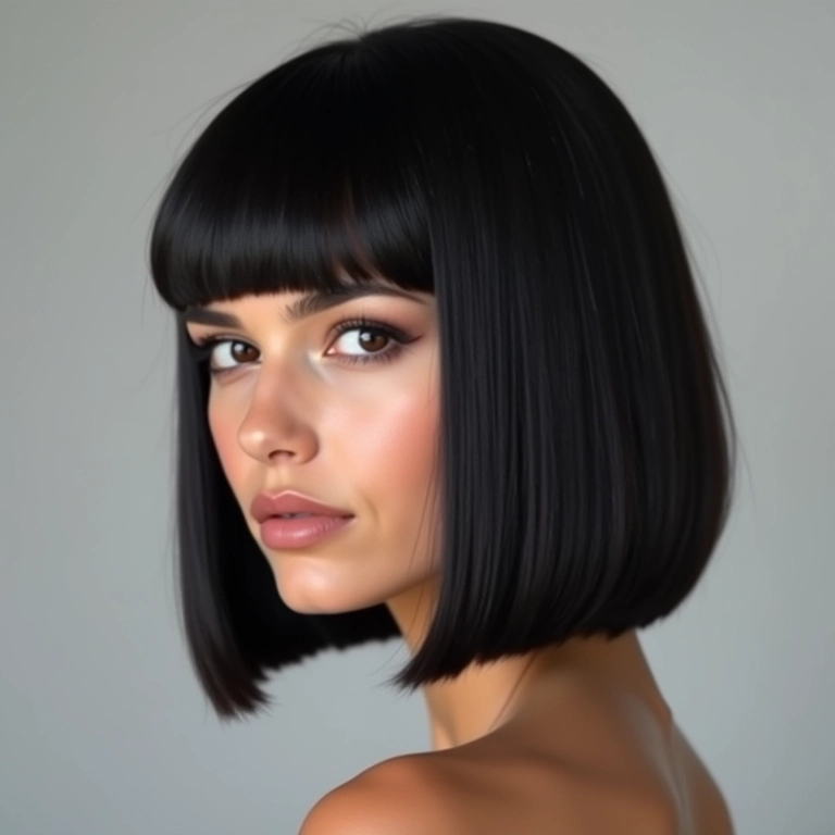 Blunt Cut: Elegância e sofisticação em corte reto para cabelos lisos.