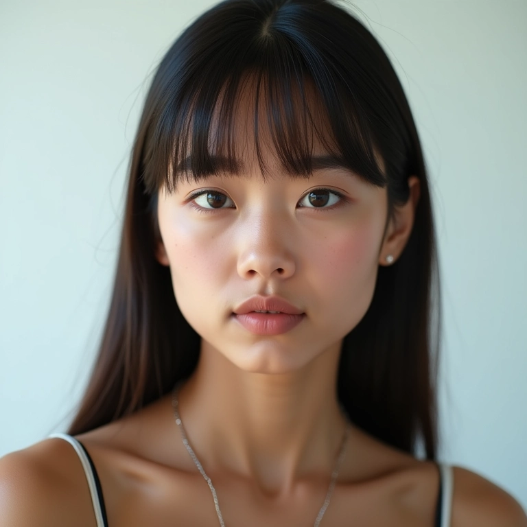 Blunt cut reto e moderno em mulher com estilo minimalista.