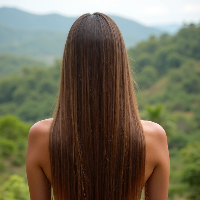 Cabelo alinhado e liso após a selagem térmica.