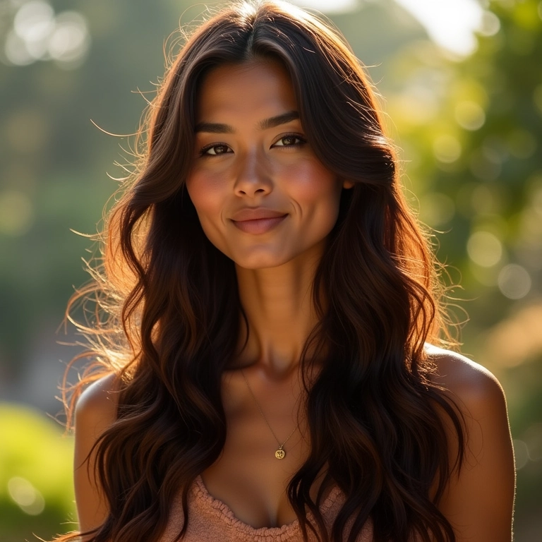 Cabelo brasileiro brilhante e hidratado, mostrando a melhora proporcionada pelo silício orgânico.