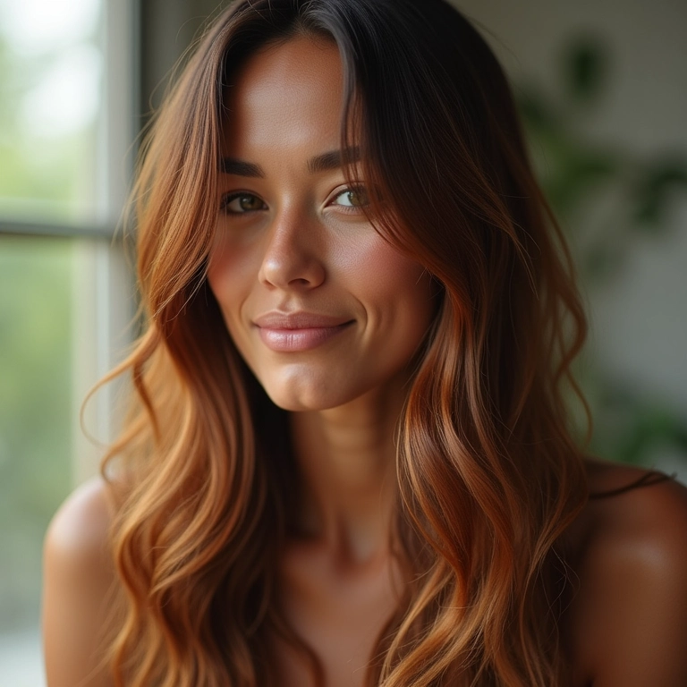 Cabelo brilhante e saudável após usar protetor térmico.