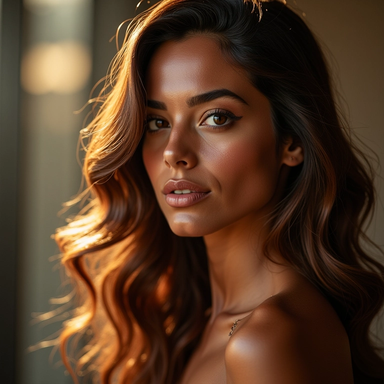 Cabelo brilhante recebendo spray fixador para realçar o brilho.