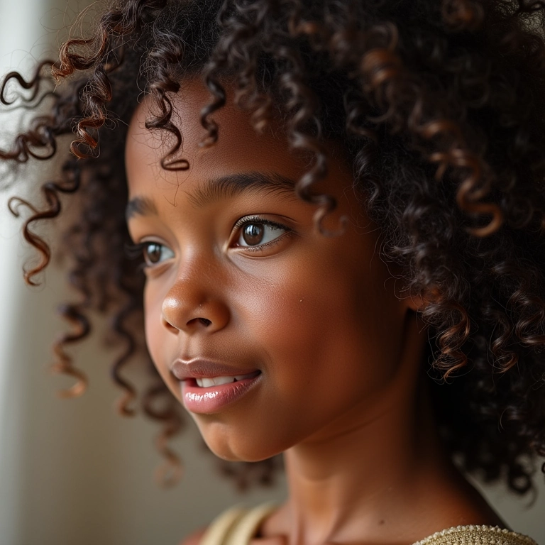 Cabelo cacheado hidratado após o uso de gelatina capilar.