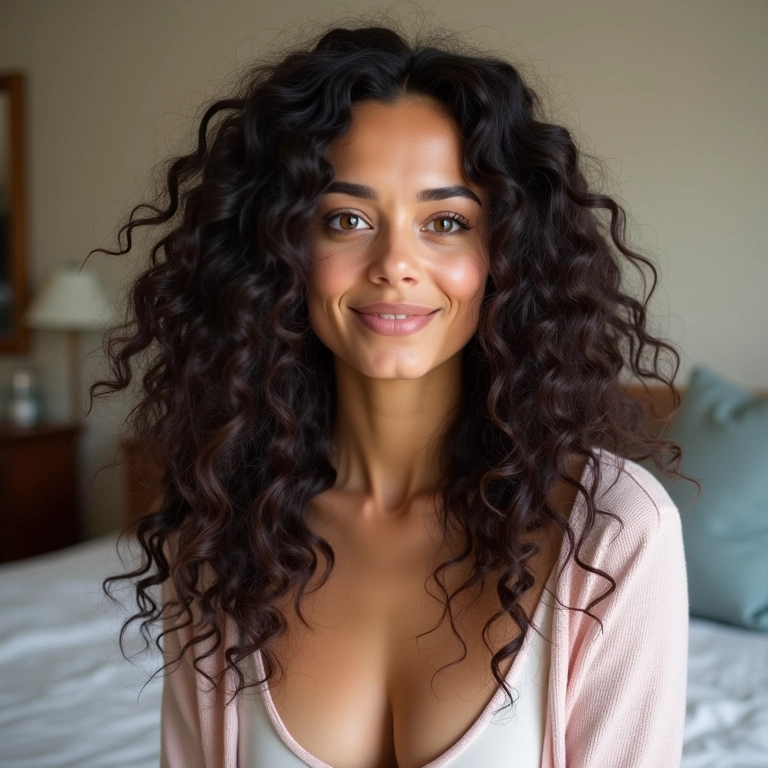 Cabelo cacheado revitalizado no 'day after' com leave-in.