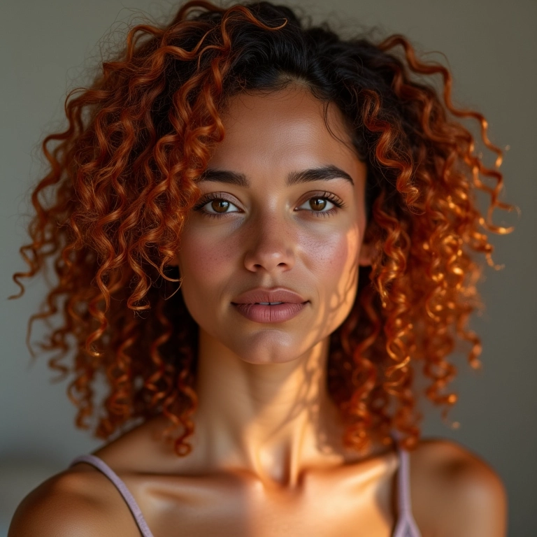 Cabelo cacheado rose gold.