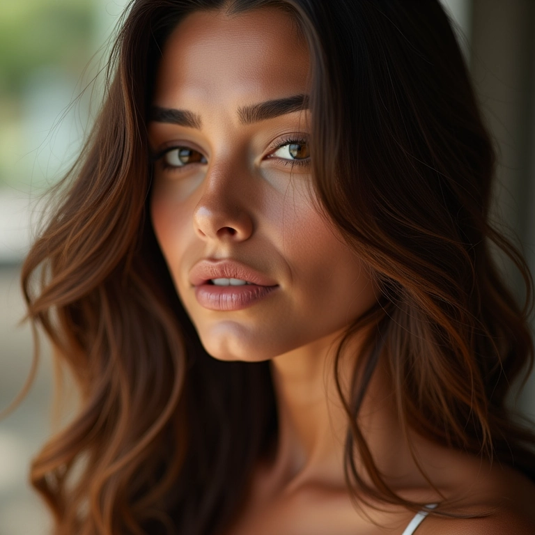 Cabelo com brilho intenso após tratamento com óleo de coco.