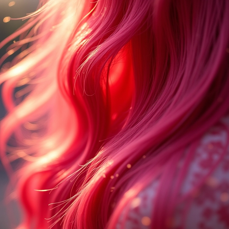 Cabelo com brilho intenso refletindo a luz, frasco do sérum Elseve Glycolic Gloss em foco.