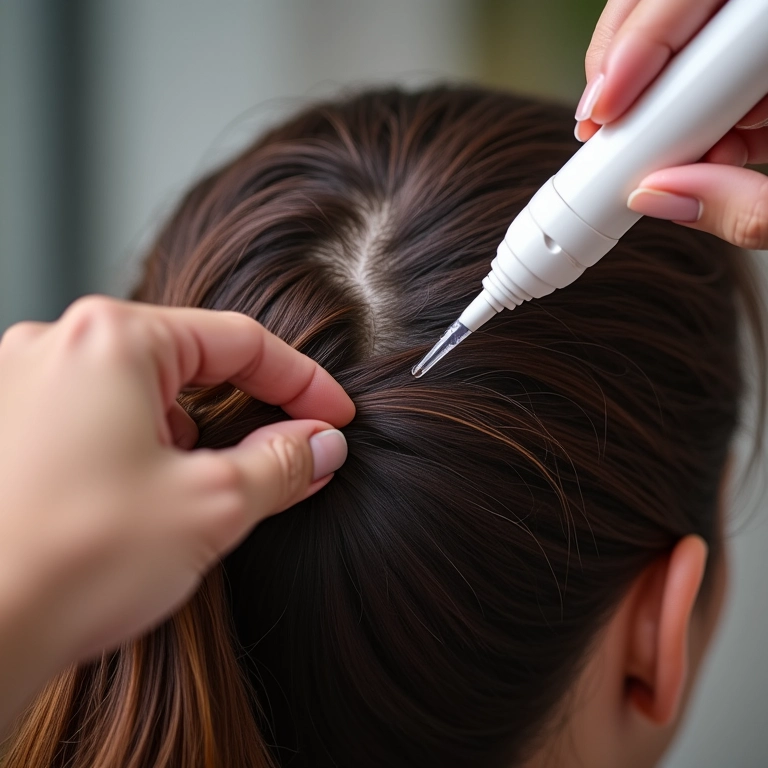 Cabelo danificado sendo reparado com ampola de reconstrução capilar.