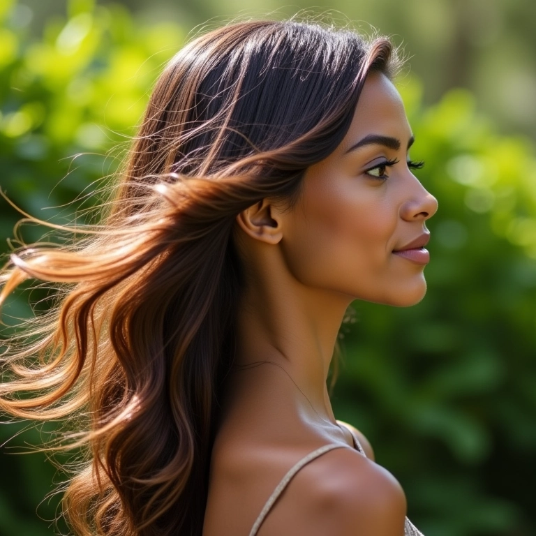Cabelo estilizado com spray fixador de fixação flexível, movimento natural.
