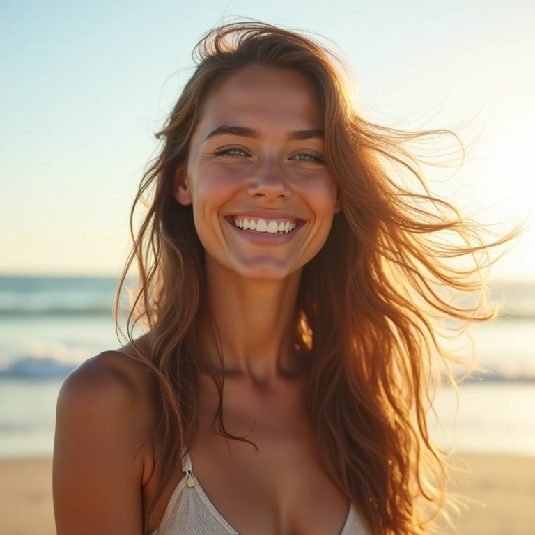Cabelo exposto ao sol forte na praia com pontas danificadas.