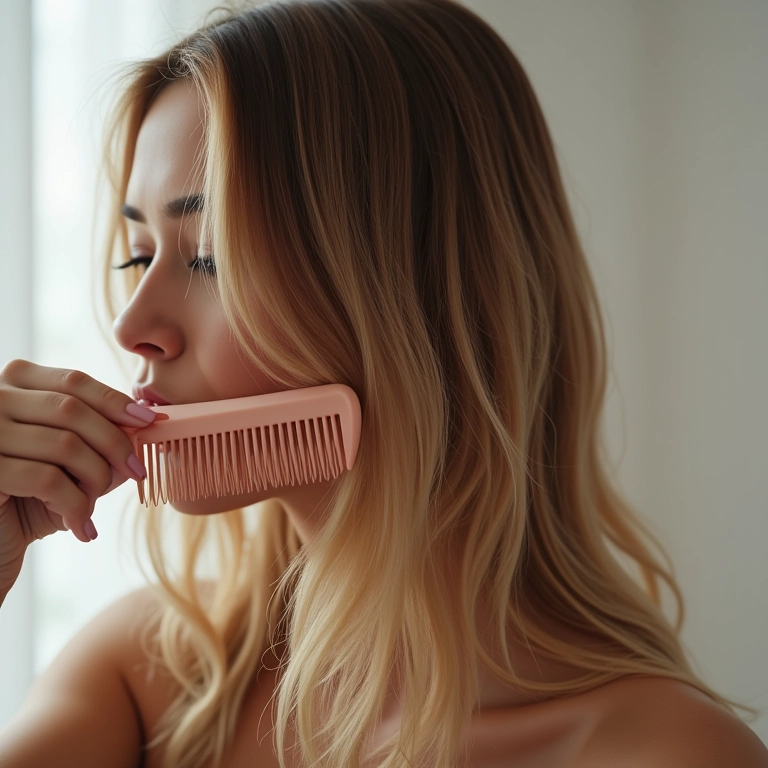 Cabelo facilmente desembaraçado após o uso de Elseve Glycolic Gloss.