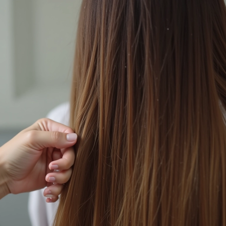 Cabelo liso desembaraçado com spray.
