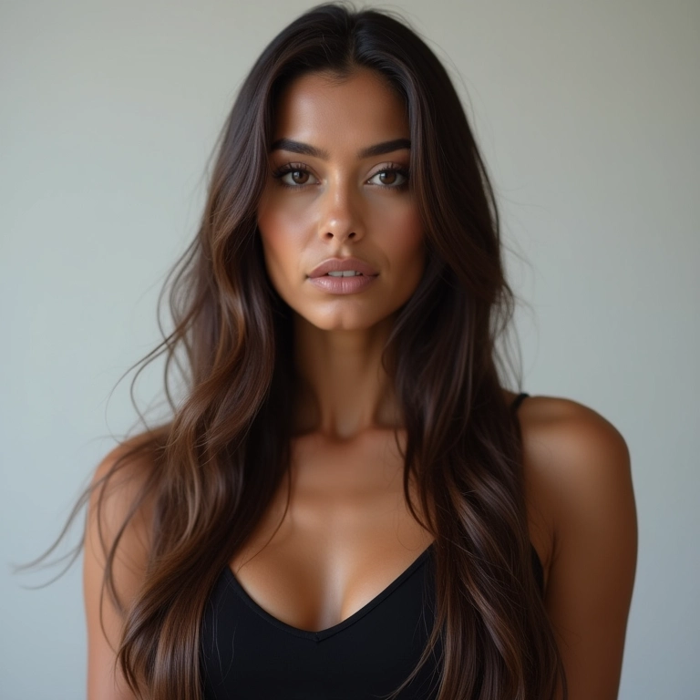 Cabelo liso e longo com corte em V leve e elegante.