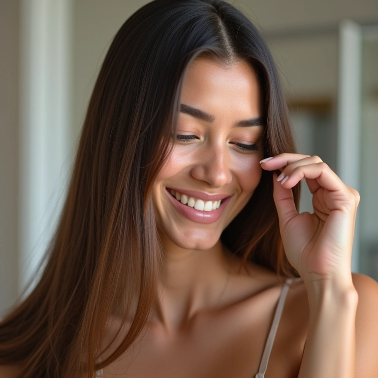 Cabelo macio ao toque após o uso de Elseve Quera-Liso.