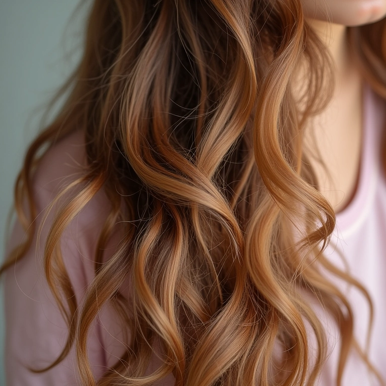 Cabelo ondulado leve e solto com brilho saudável.