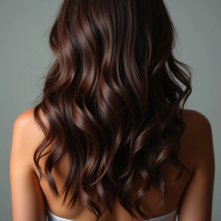 Cabelo ondulado sendo alisado com óleo de Argan, reduzindo o frizz.