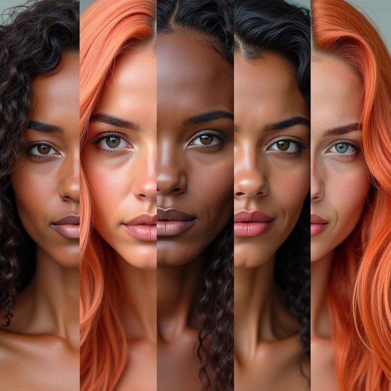 Cabelo pêssego em diferentes tons de pele brasileiros.