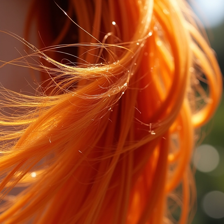 Cabelo saudável e brilhante sob luz natural, representando força e vitalidade.