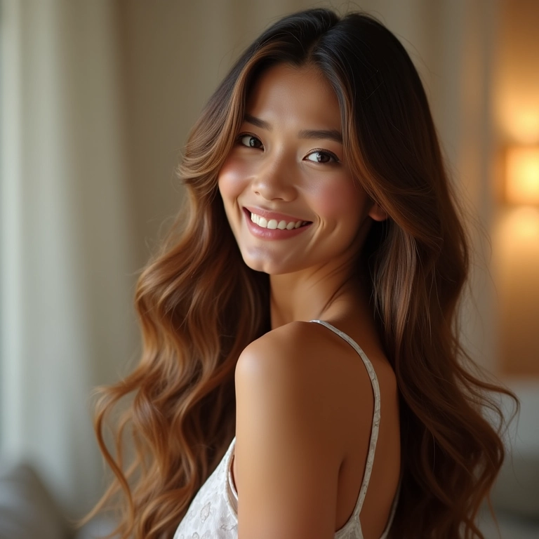 Cabelo sem frizz após uso do protetor térmico Truss.