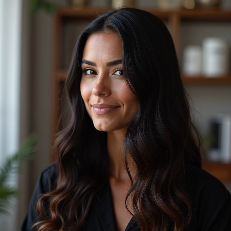 Cabelo tingido com pontas ressecadas após processo químico.