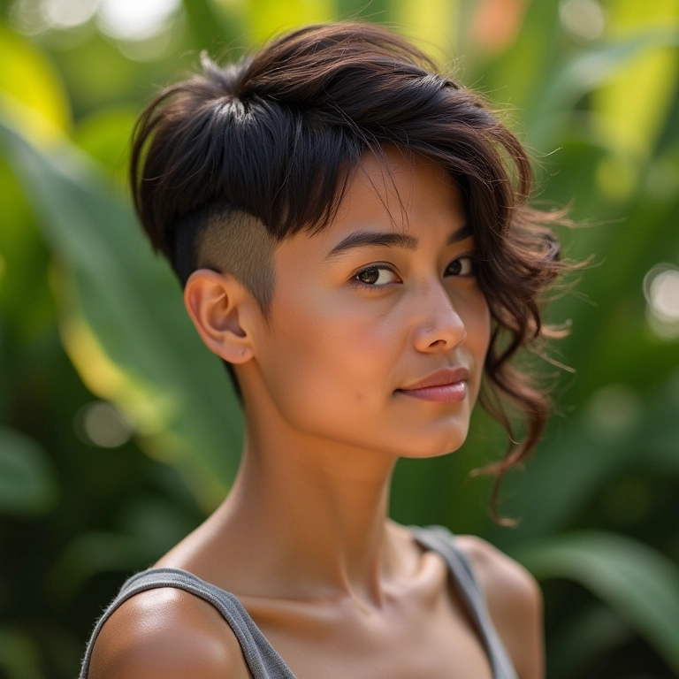 Cabelo volumoso com corte navalha, destacando leveza e movimento.