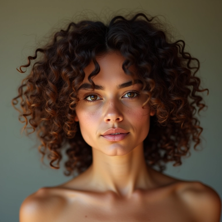 Cabelos cacheados definidos com pomada modeladora.