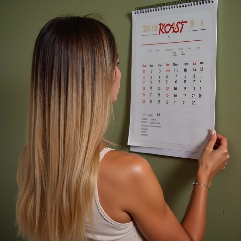 Calendário marcando a duração da cor Casting Creme Gloss Louro Escuro.