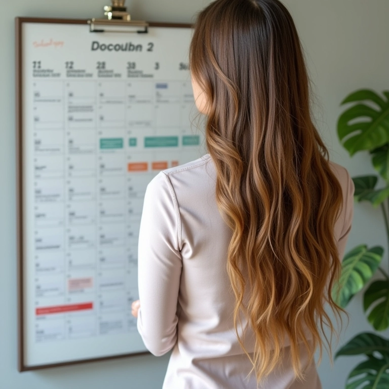 Calendário marcando a frequência ideal para o detox capilar.