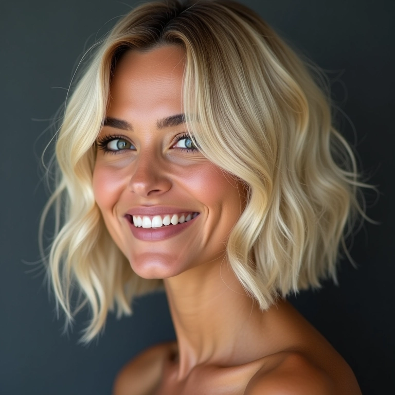Chanel assimétrico com luzes iluminando e realçando o corte.