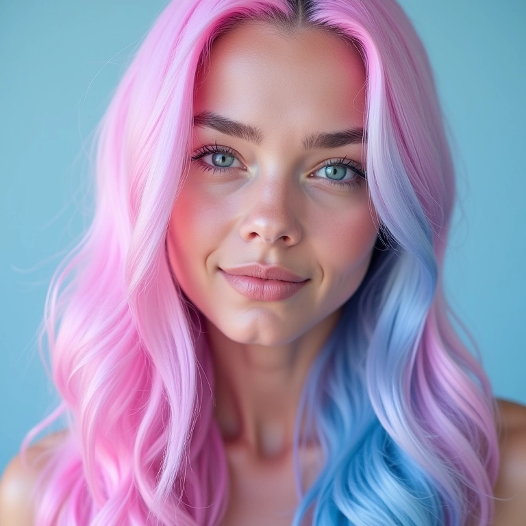 Color melting em tons pastel, rosa e azul.