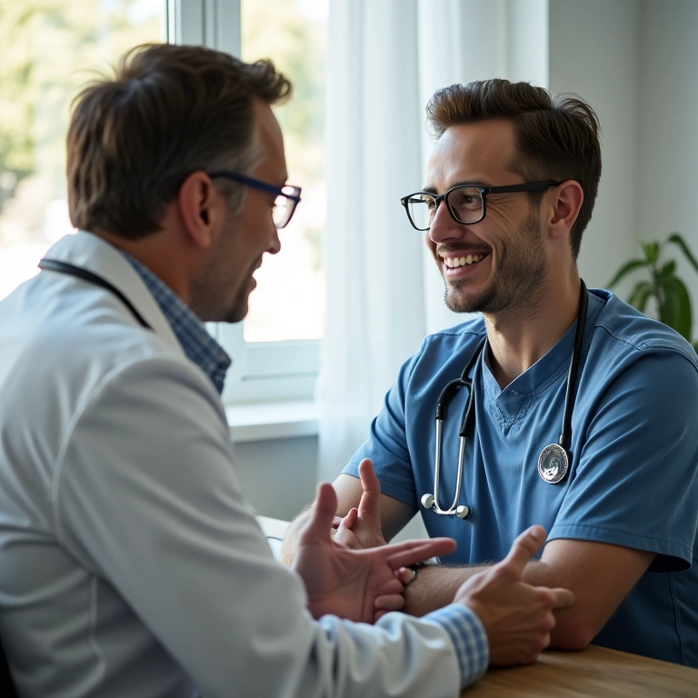 Consulta médica sobre indicações de implante capilar.
