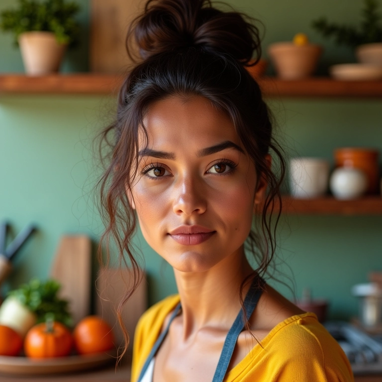 Coque alto com mechas soltas para rosto oval: penteado prático e charmoso.