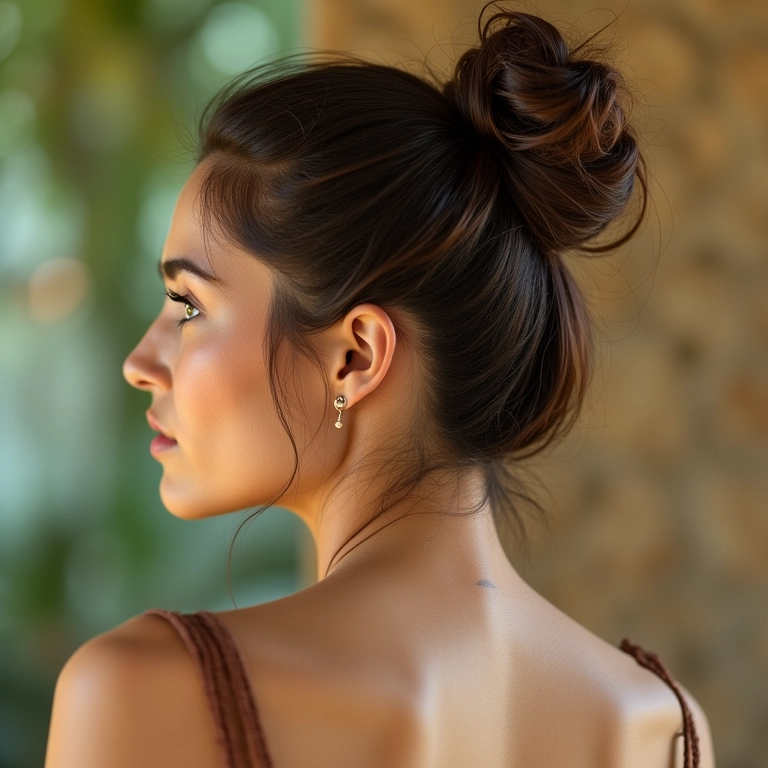 Coque podrinho com trança lateral, penteado romântico e moderno.
