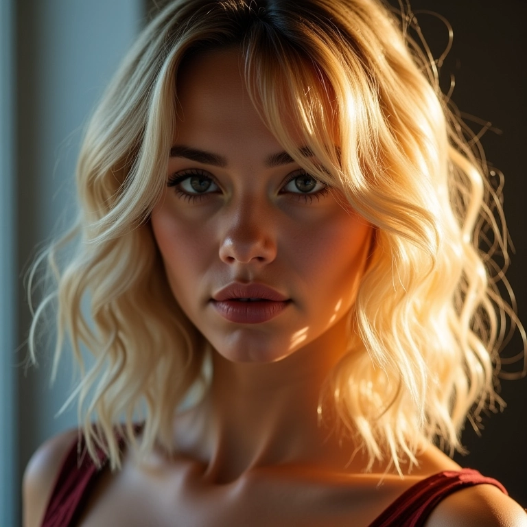 Corte americano feminino com luzes para iluminação e destaque.
