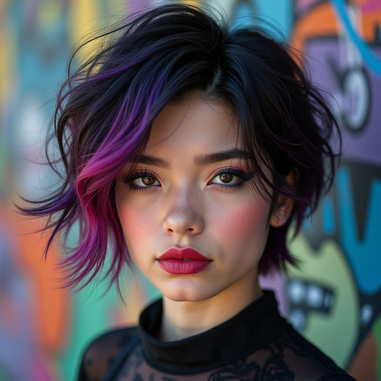 Corte assimétrico e coloração.
