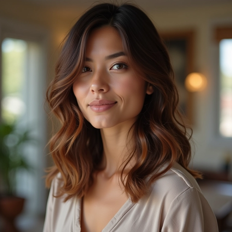 Corte assimétrico para cabelo médio.