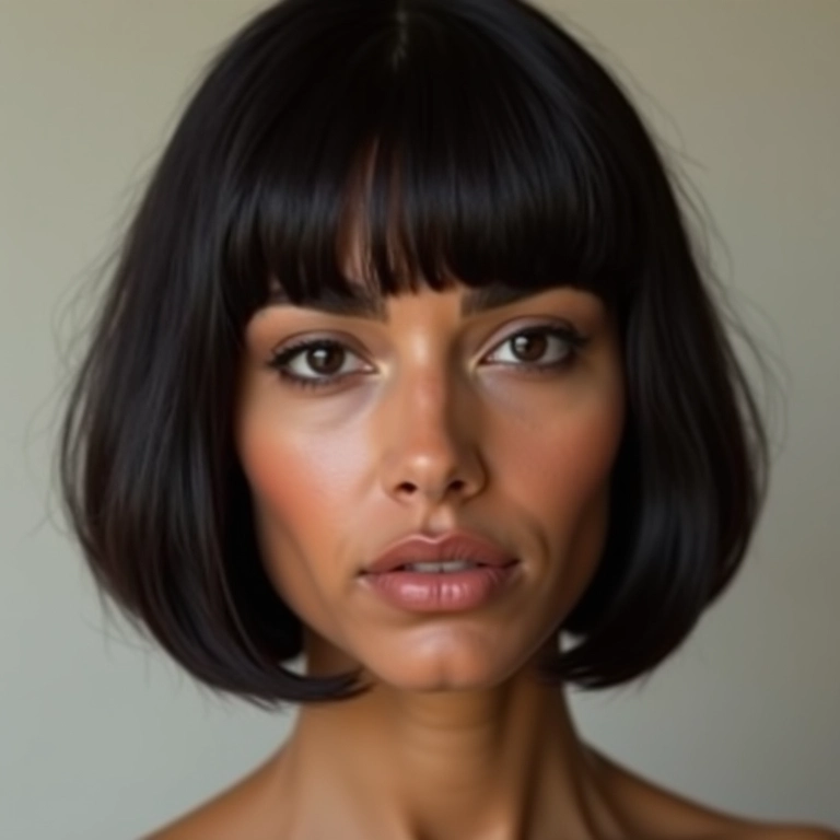 Corte bob clássico em mulher de rosto oval.
