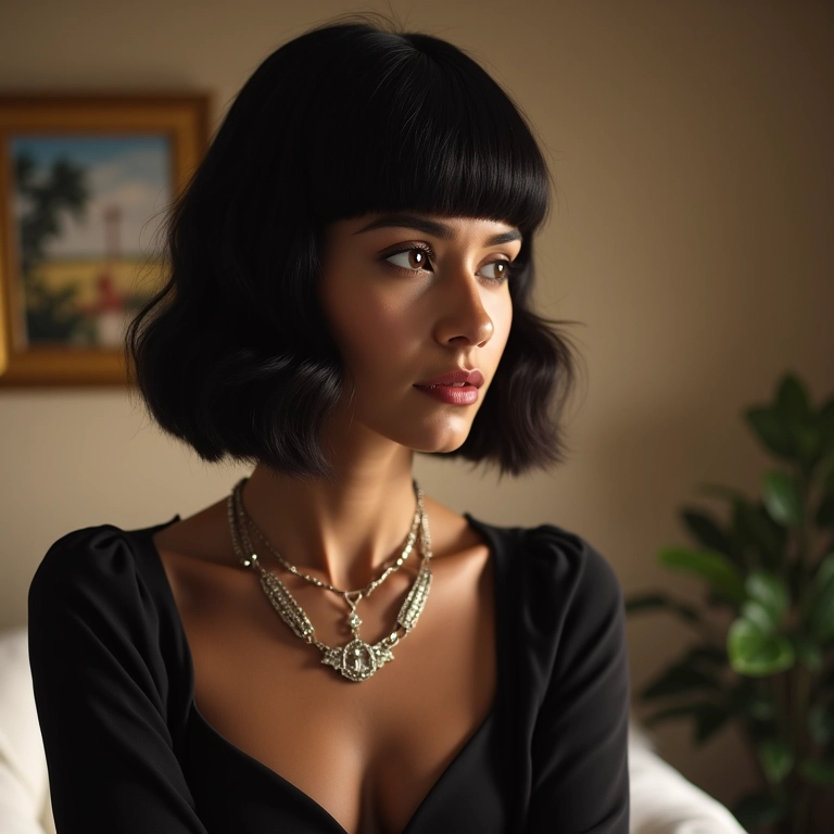 Corte Chanel clássico em mulher brasileira elegante.
