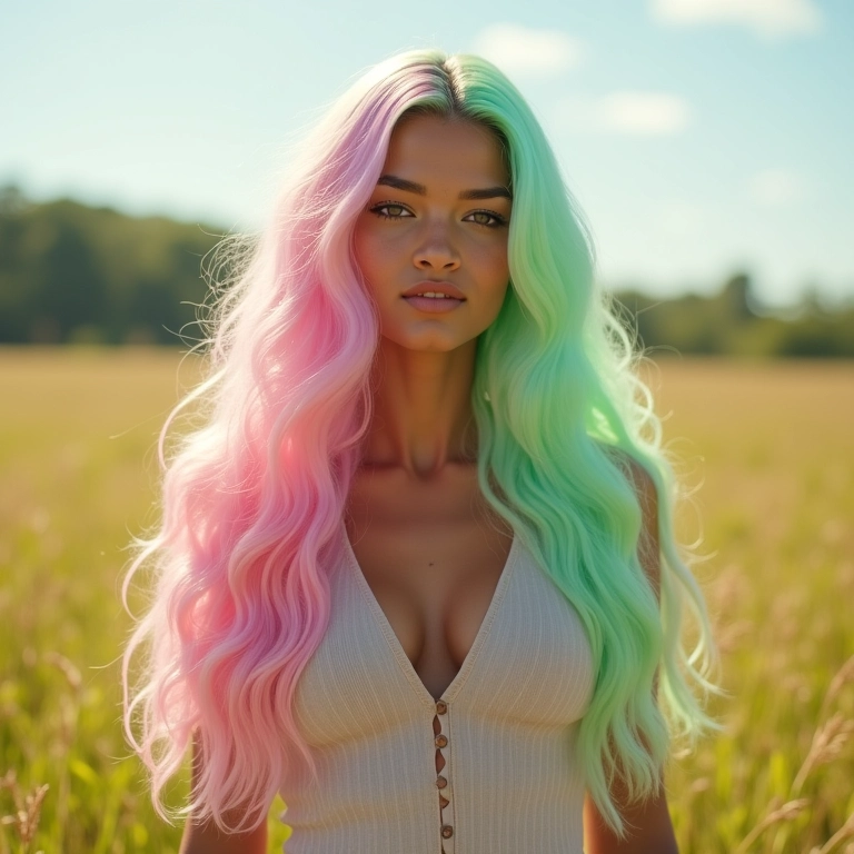 Corte de cabelo sorvete longo em mulher brasileira.