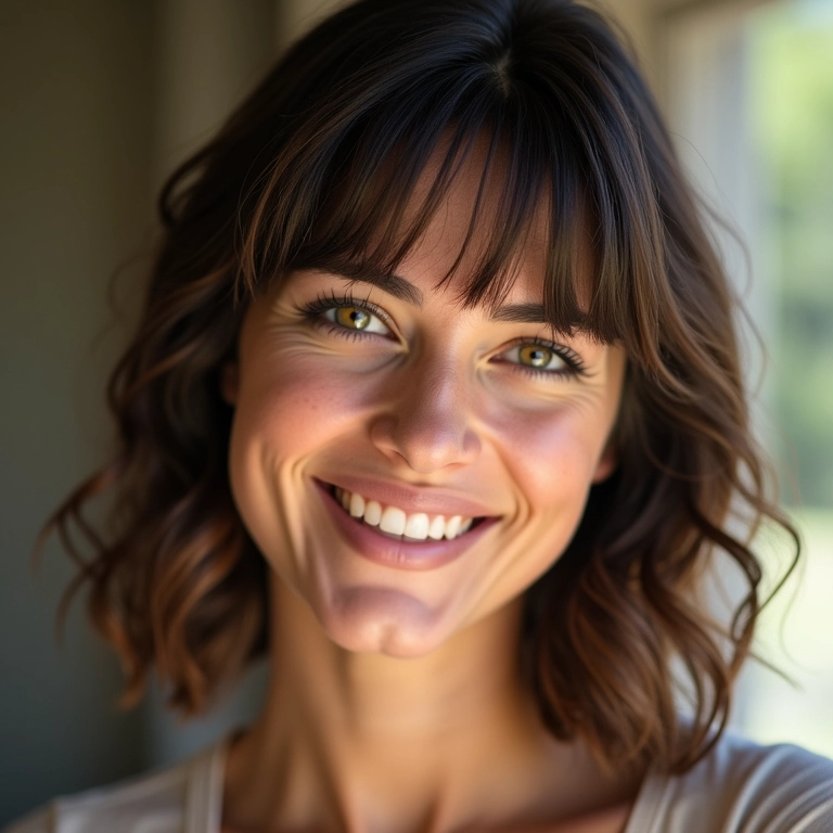 Corte degradê valorizando o rosto feminino.