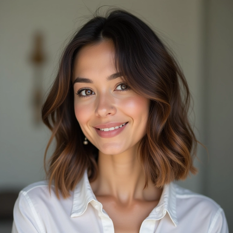 Corte em degradê médio, versátil e prático para o dia a dia de uma mulher moderna.