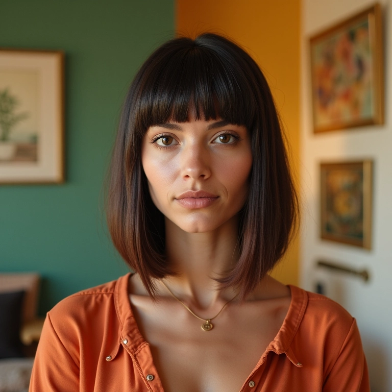 Corte long bob moderno em mulher estilosa.