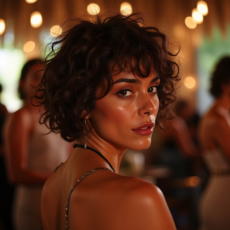 Corte texturizado com babyliss em festa brasileira.