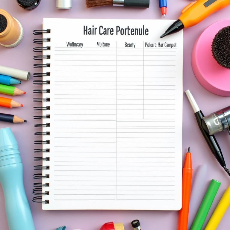 Cronograma capilar personalizado em um caderno.