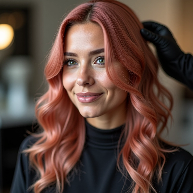 Descoloração para cabelo rose gold.