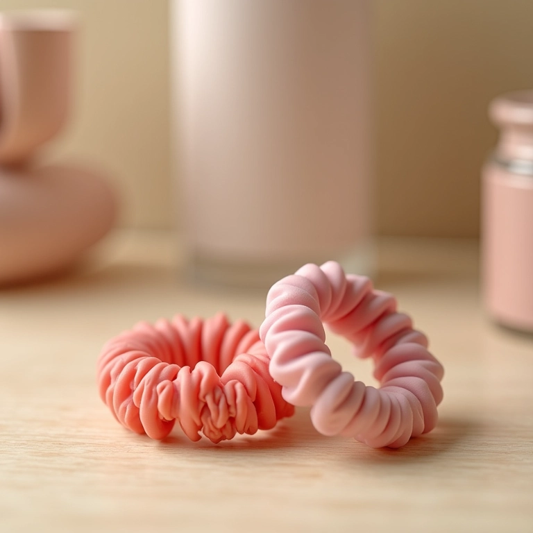 Elástico de silicone ao lado de produto capilar.